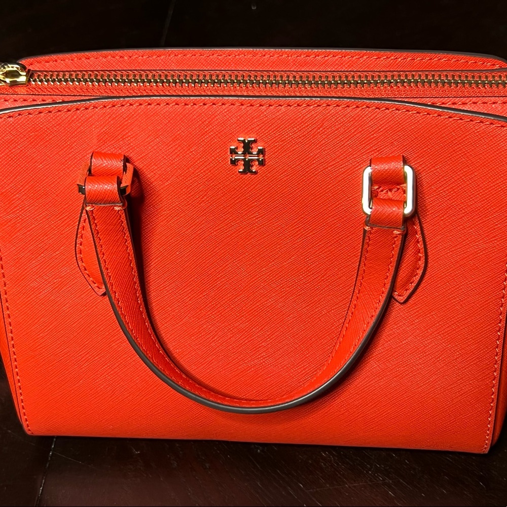 Tory Burch Mini Satchel in Bright Red with Gold Hardware